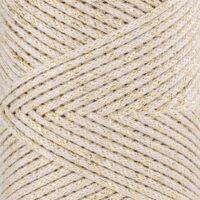 Macrame Glitter Cotton 2mm - CREAMY with GOLD - Slika 2