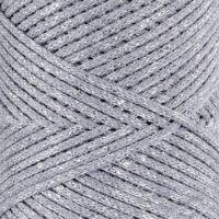 Macrame Glitter Cotton 2mm - GREY with SILVER - Slika 2